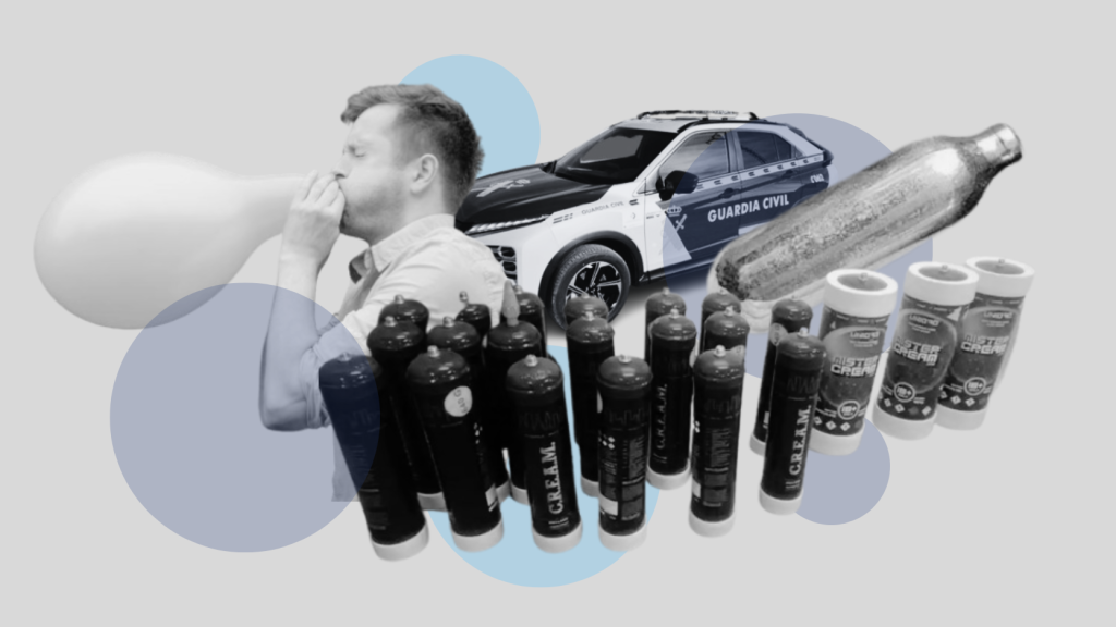 Montaje del 'gas de la risa'.