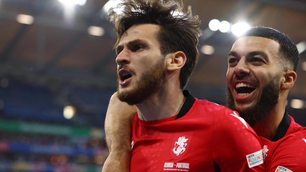 Kvaratskhelia celebra su gol ante Portugal.