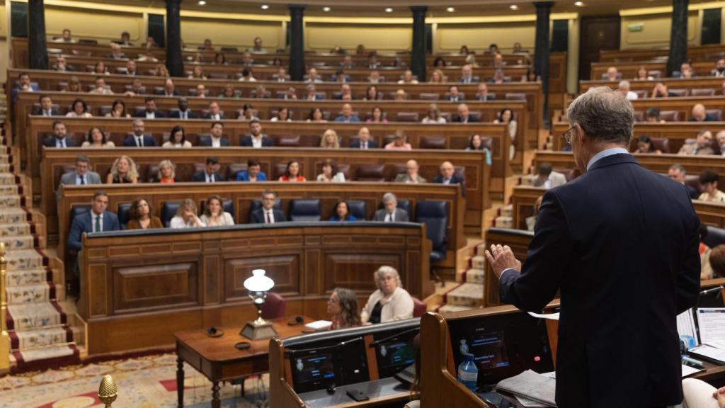 El líder del PP, Alberto Núñez Feijóo, este miércoles en el Congreso.
