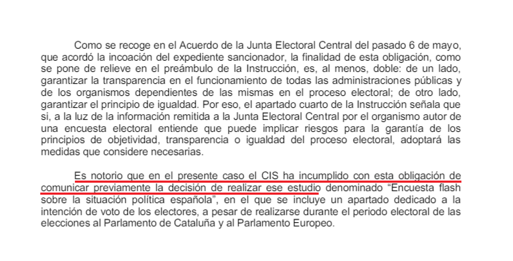 Acuerdo de la JEC sobre el sondeo de Tezanos.