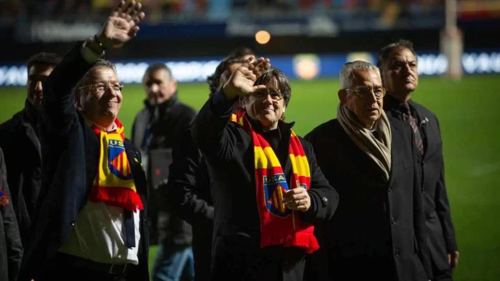 Puigdemont asiste a un partido de rugby en Perpiñán en 2020.