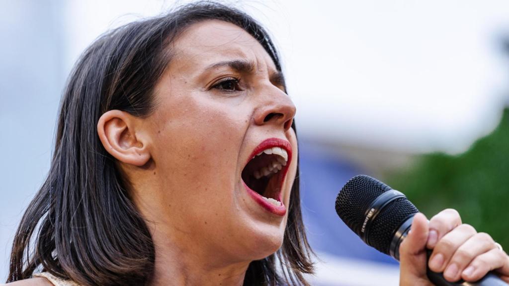 Irene Montero, impulsora de la ley del 'sí es sí', en un mitin de las elecciones europeas.