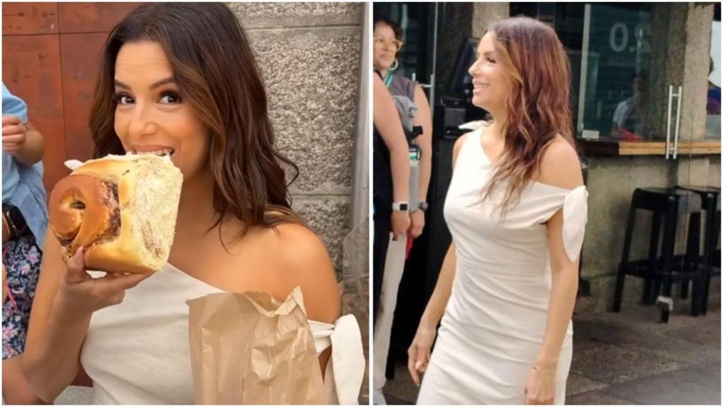 Eva Longoria en la Praza de Abastos de Santiago.