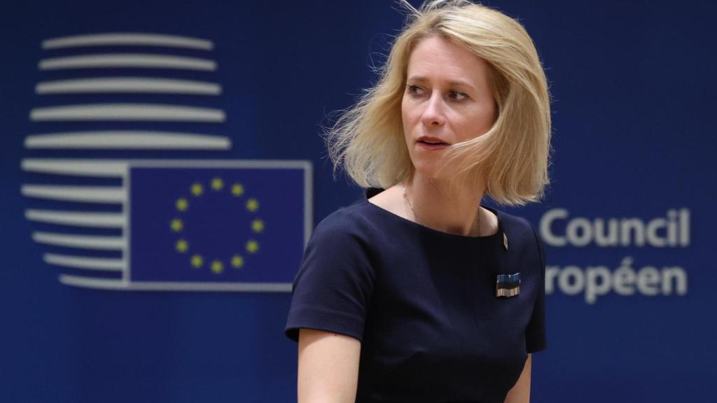 La primera ministra de Estonia, Kaja Kallas, durante el Consejo Europeo de este jueves en Bruselas