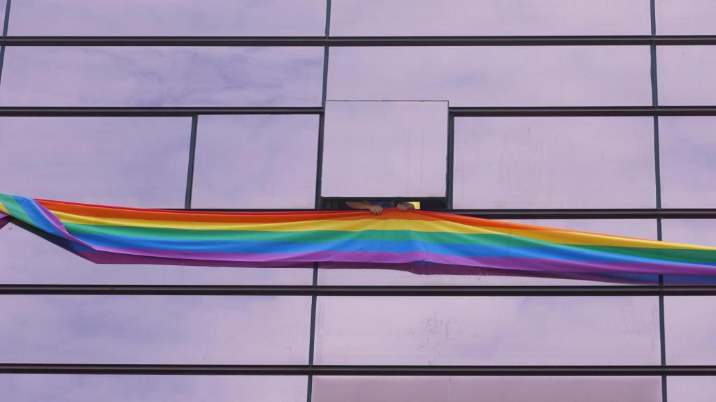 Imagen de la bandera arcoíris desplegada