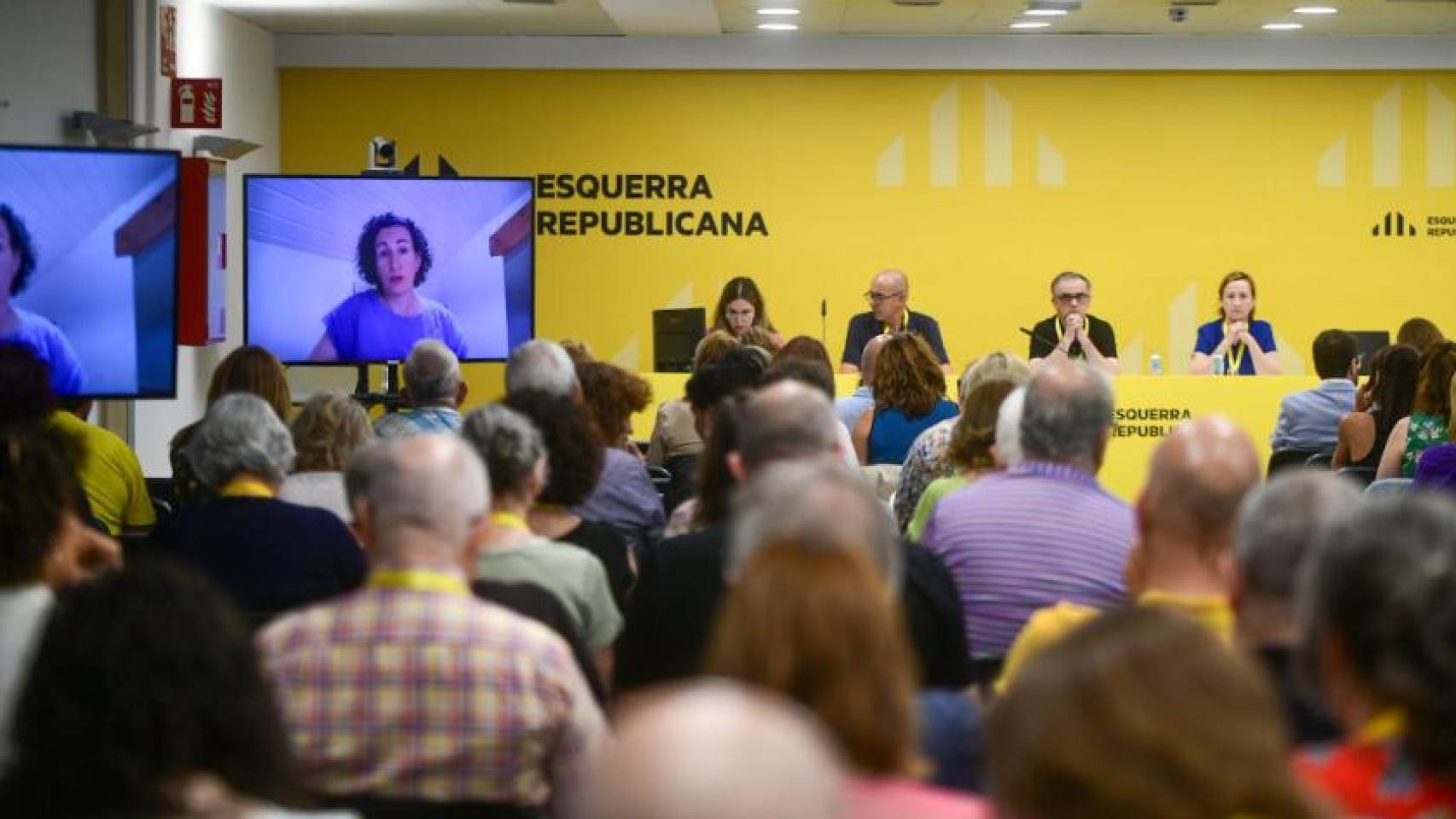 Marta Rovira interviene, este sábado por vídeoconferencia, ante el Consell Nacional de ERC.