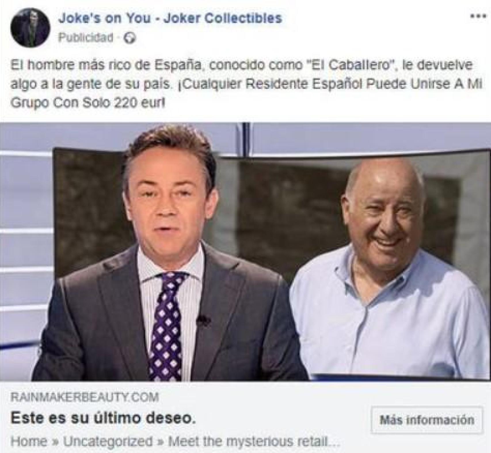Estafa online con Amancio Ortega.