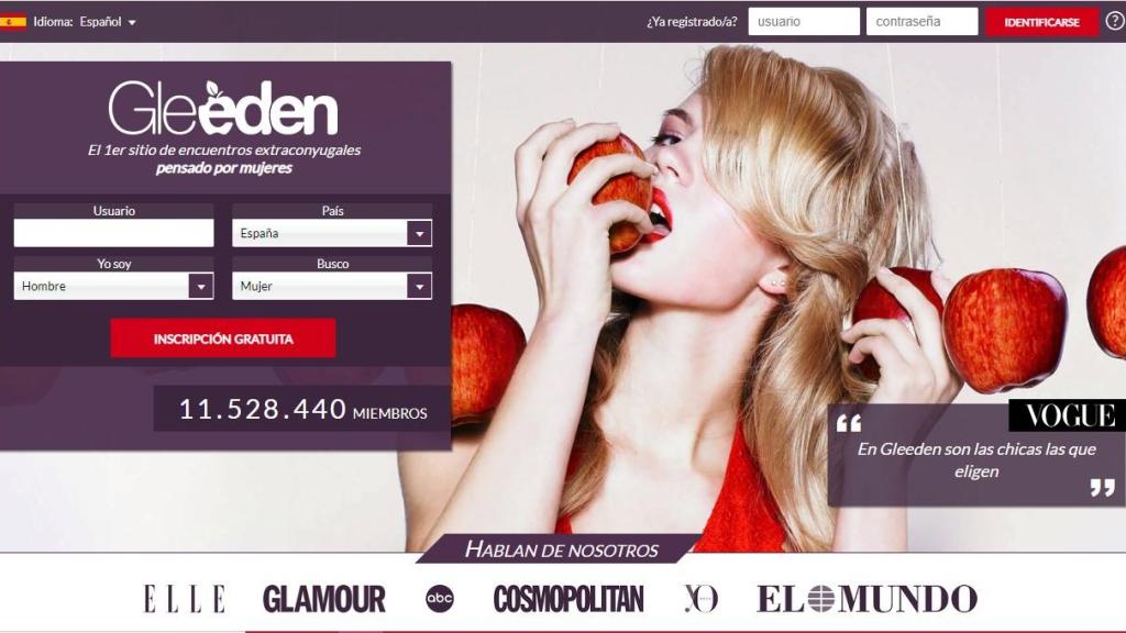 Página de inicio de Gleeden.