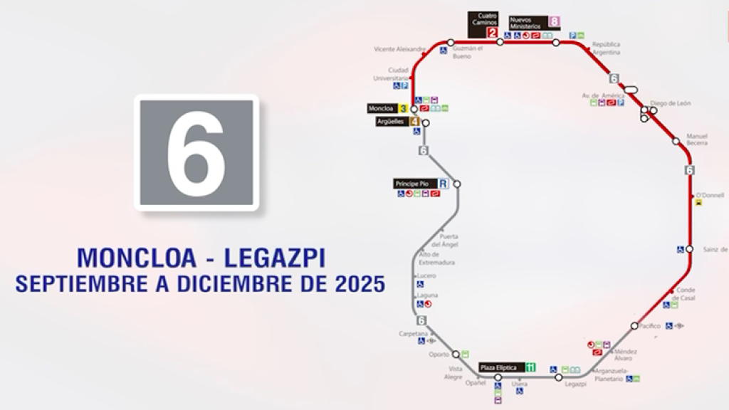 Cierre de la L-6 con motivo de las obras de mejora.