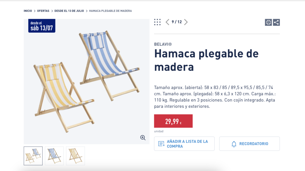 Hamaca plegable de madera.