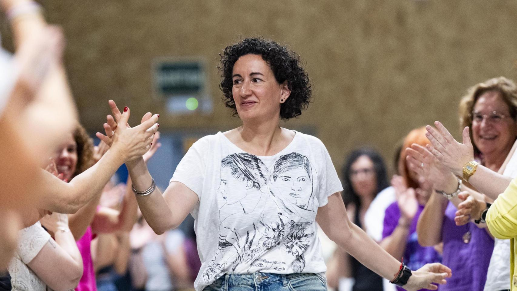 La secretaria general de ERC Marta Rovira, a su llegada a la Asamblea Nacional de Mujeres de ERC, que se celebra este sábado en Olessa de Montserrat (Barcelona).