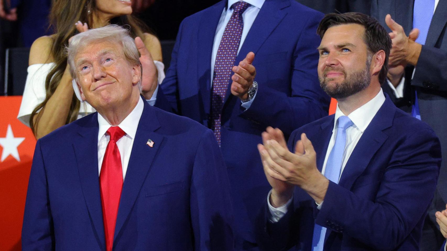 Donald Trump y J.D. Vance durante la convención republicana en Milwaukee.