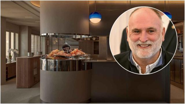 Montaje del restaurante y una imagen del chef José Andrés.