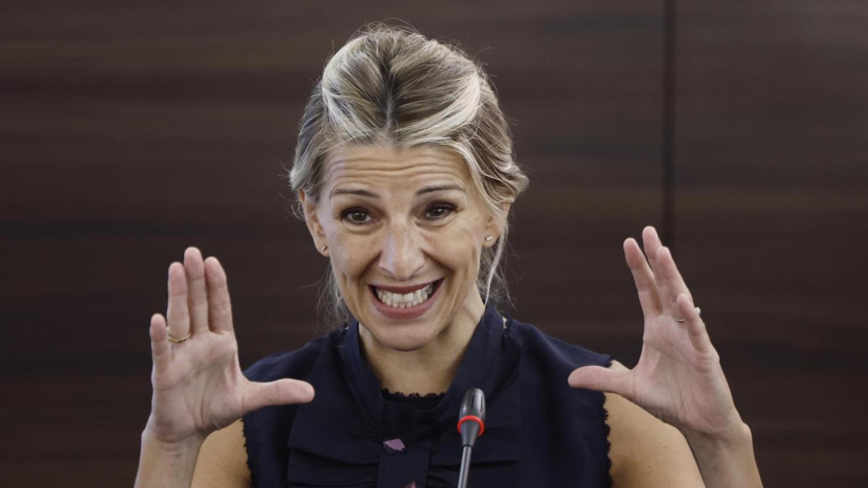 La vicepresidenta segunda, Yolanda Díaz, la semana pasada en la Universidad Complutense.