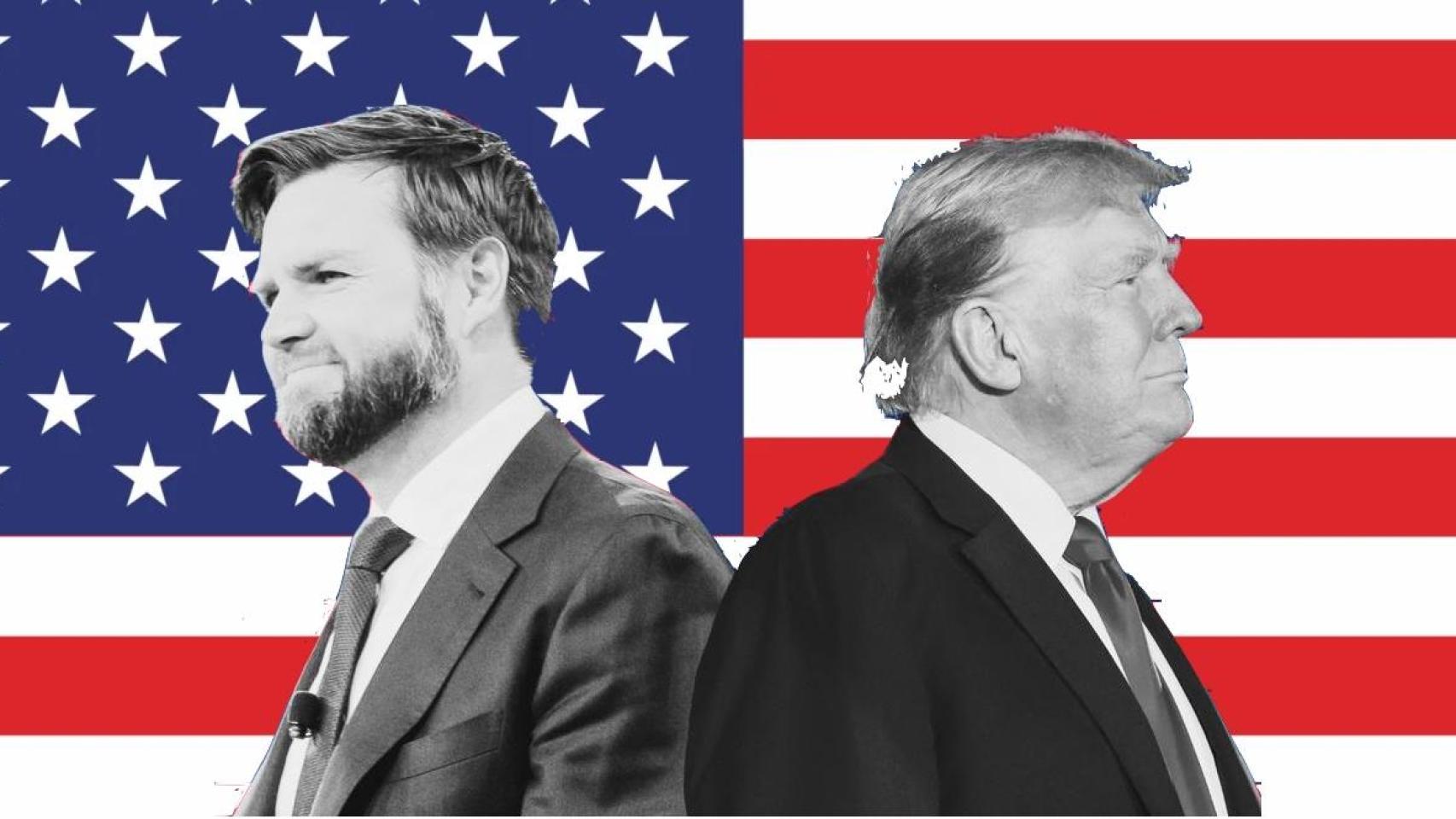 Donald Trump, candidato a la presidencia de EEUU y su vicepresidente, DJ Vance.