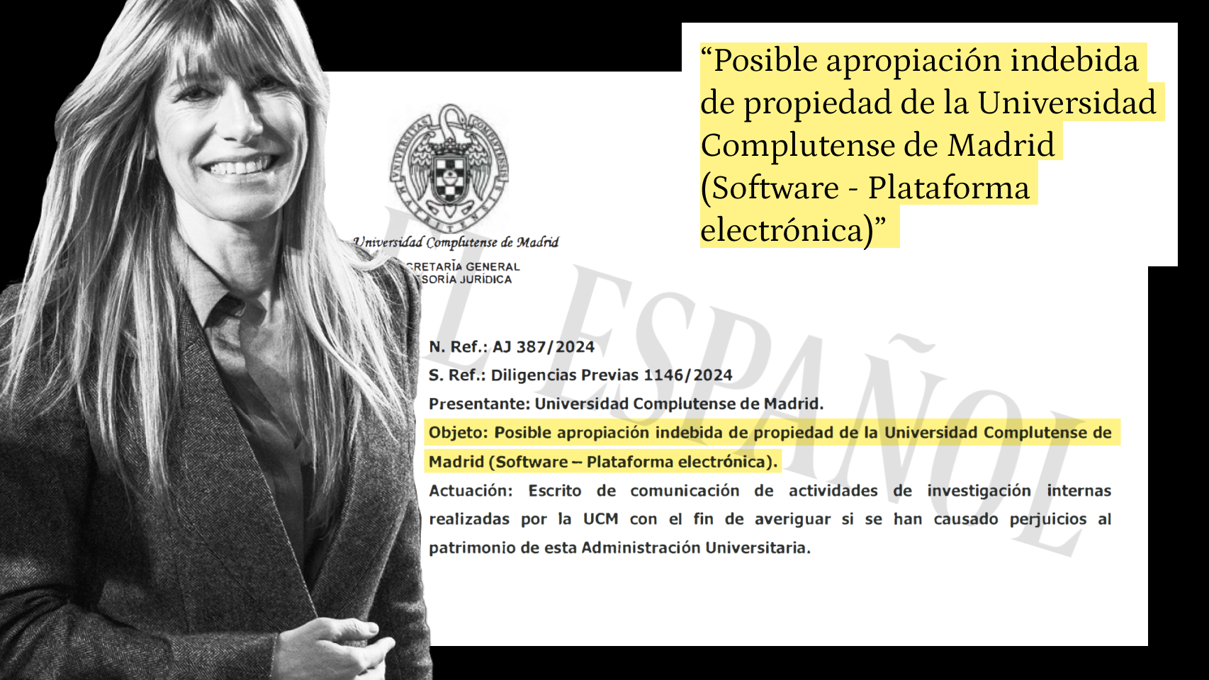 Montaje de Begoña Gómez y la documentación recabada por EL ESPAÑOL.