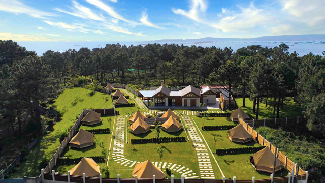 Vista aérea del Glamping Illa de Arousa