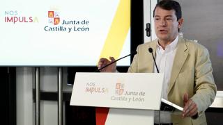 El presidente de la Junta, Alfonso Fernández Mañueco, durante su intervención en León, este lunes