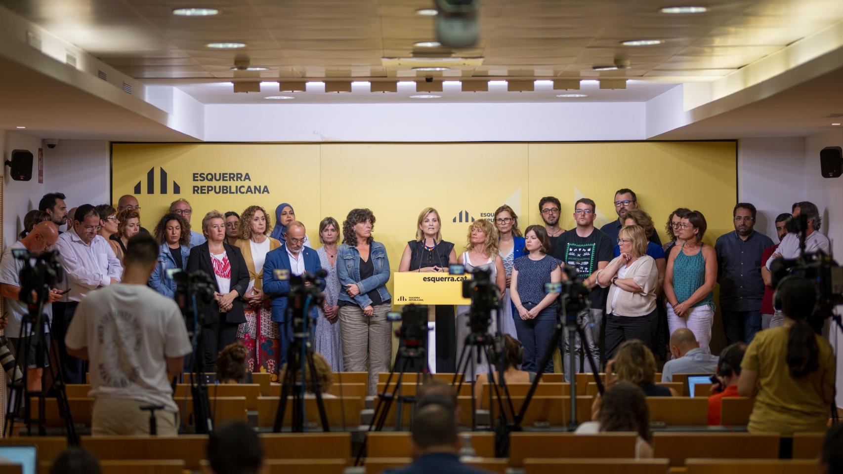 La portavoz de ERC, Raquel Sans, en rueda de prensa.