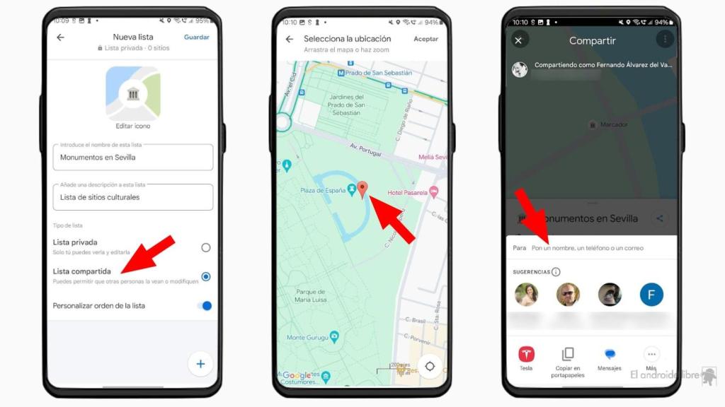 Compartiendo una lista de Google Maps