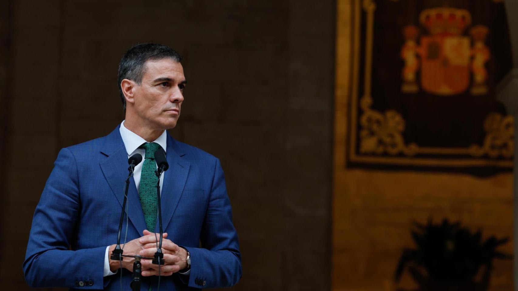 Pedro Sánchez, en su rueda de prensa desde el Consolat de Mar de Palma de Mallorca