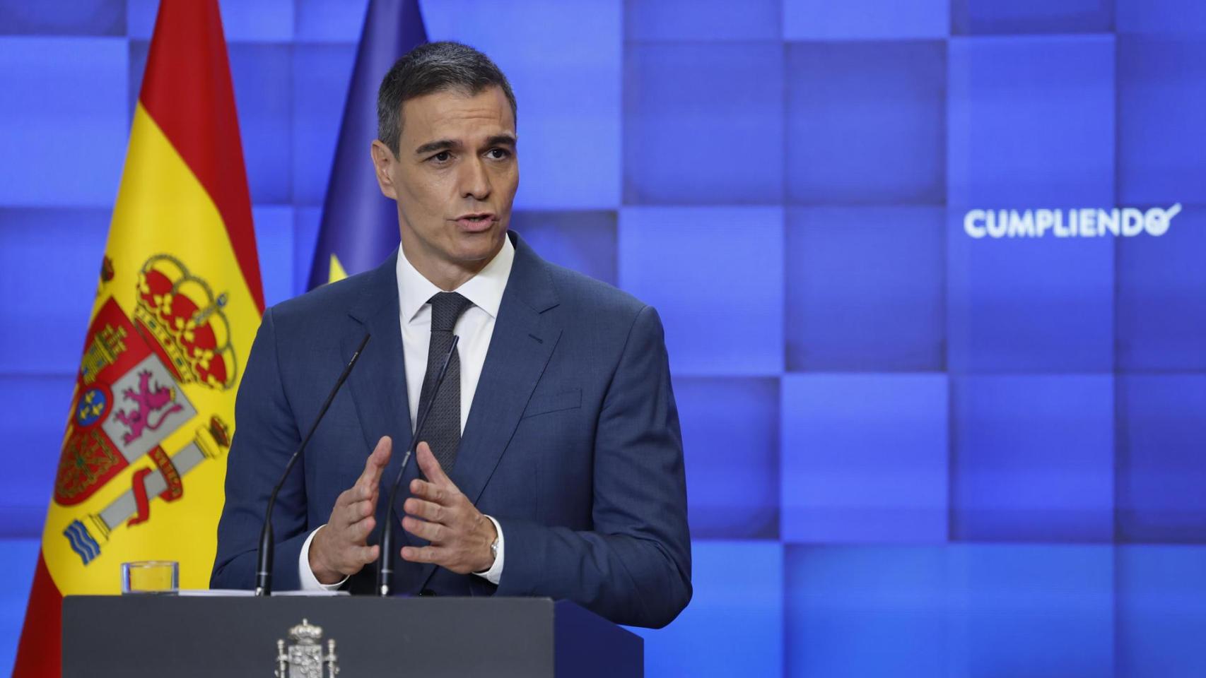 El presidente del Gobierno, Pedro Sánchez, este miércoles durante el balance del curso político.