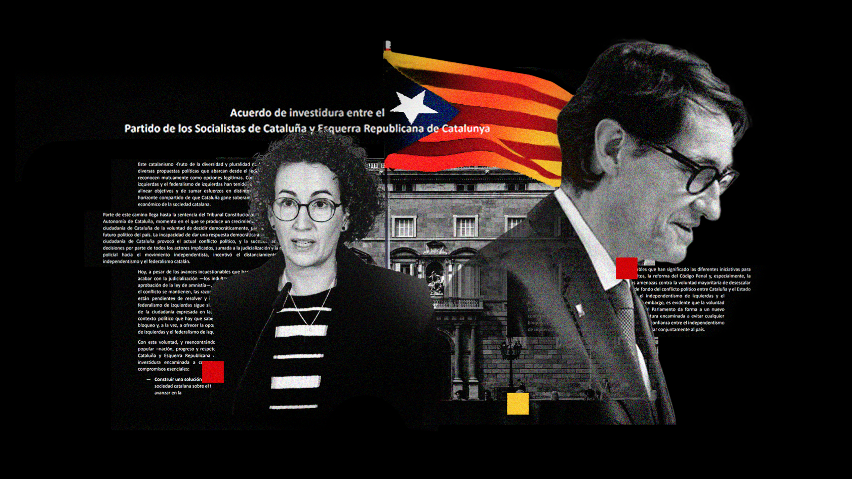 Raquel Sans, portavoz de ERC y Salvador Illa, secretario general del PSC.