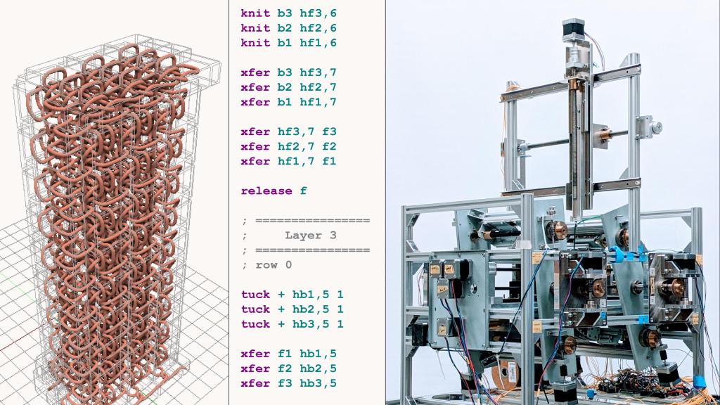 Ejemplo de código informático para tejer a máquina formas 3D