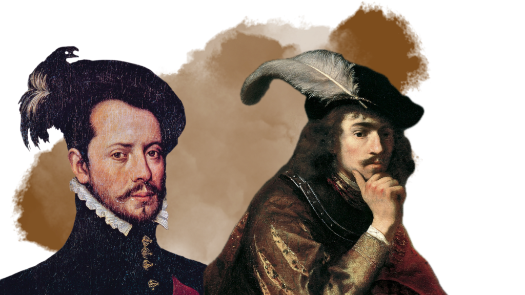 Historiadores con sombreros de plumas.