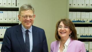 Ximo Puig y Amparo Navarro en una visita del presidente de la Generalitat a la UA.