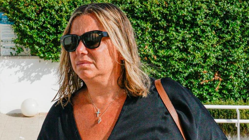 Caritina Goyanes en su última aparición pública, en el funeral por la muerte de su padre, el pasado 8 de agosto.