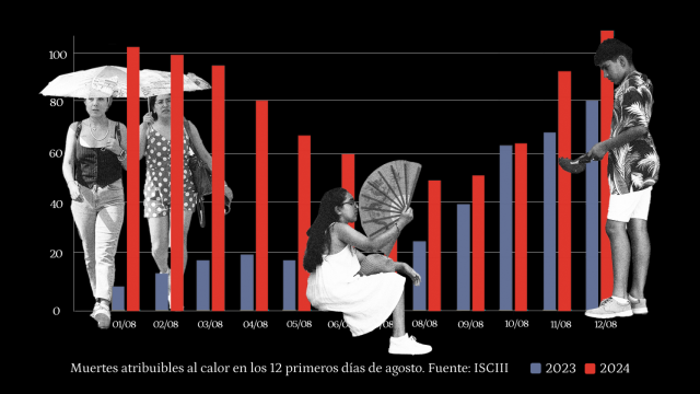 Muertes atribuibles al calor en los primeros 12 días de agosto.