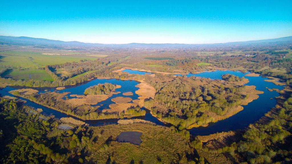 Vista aérea de la laguna de Cospeito