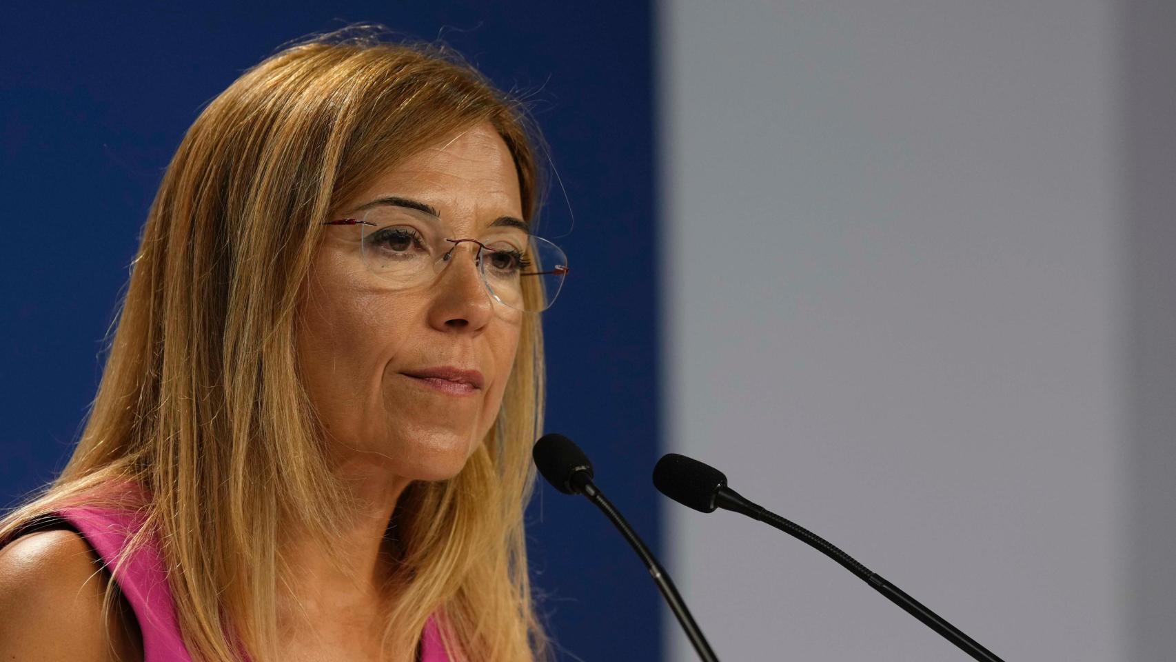 Ana Alós, responsable de Políticas Sociales del PP, este martes en rueda de prensa desde Génova.