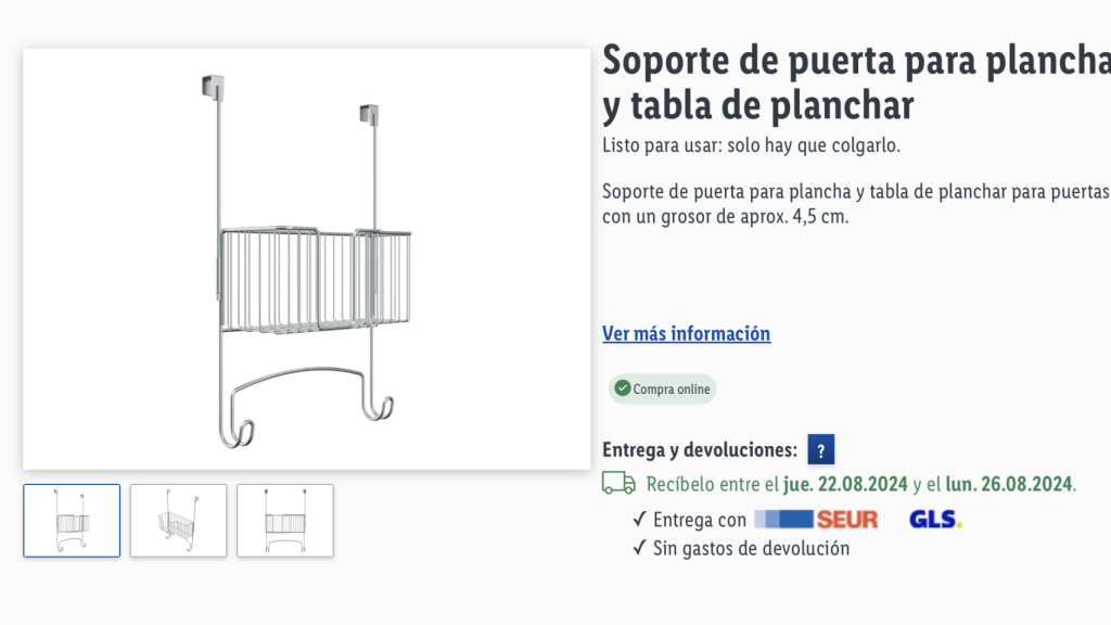 Soporte de puerta para plancha y tabla de planchar.
