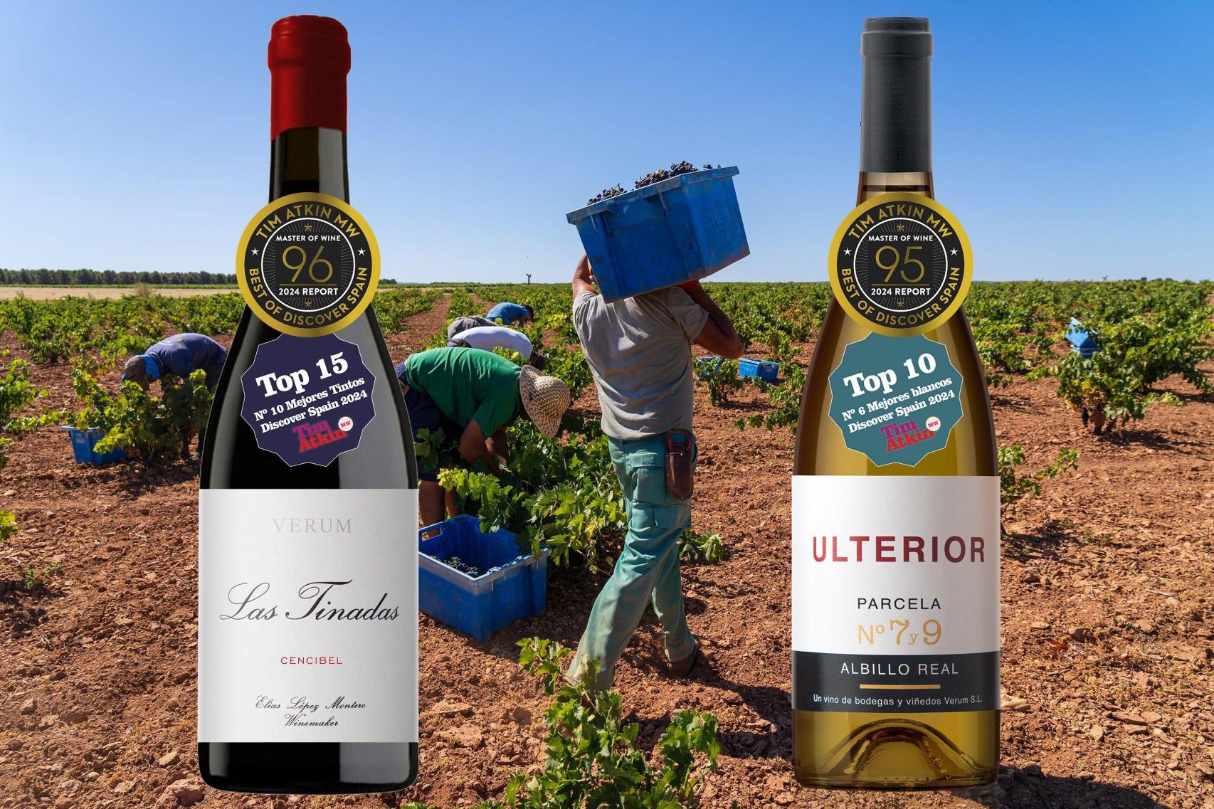 Vinos premiados de las Bodegas Verum de Tomelloso (Ciudad Real).