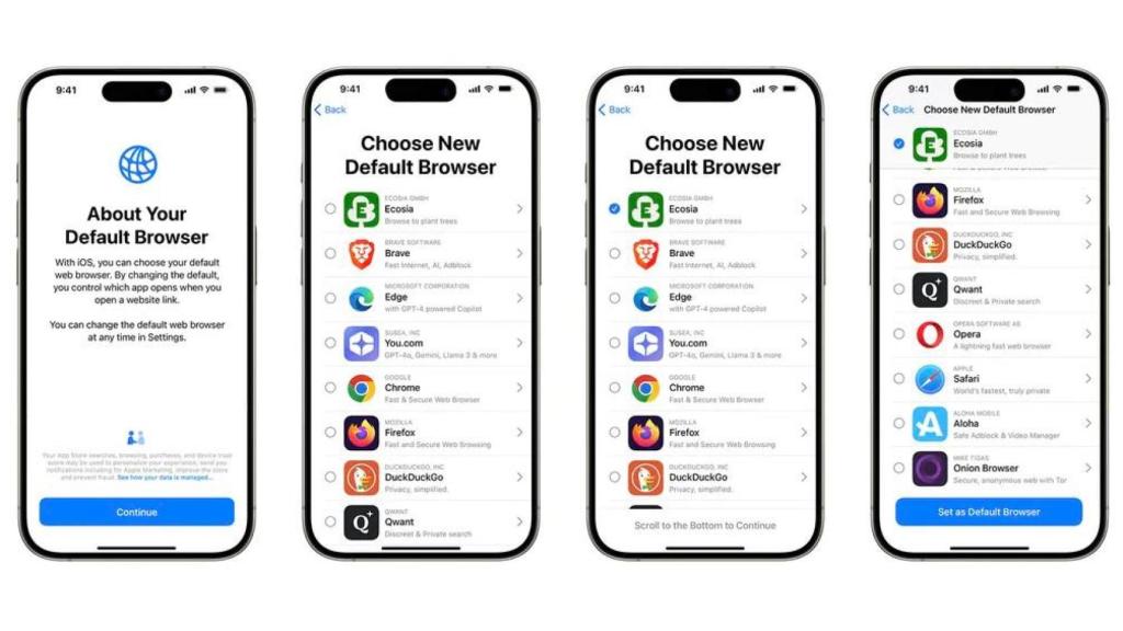 Nuevo menú en iOS para elegir el navegador predeterminado