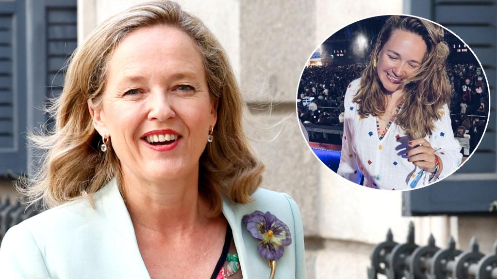 Nadia Calviño junto a su hija, Alina Manrique de Lara, en un fotomontaje de EL ESPAÑOL.