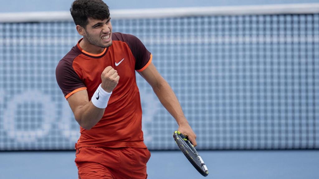 Carlos Alcaraz celebra un punto en el Masters 1.000 de Cincinnati.