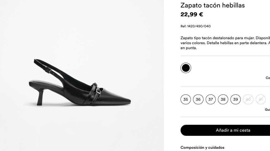 Zapato tacón con hebillas.