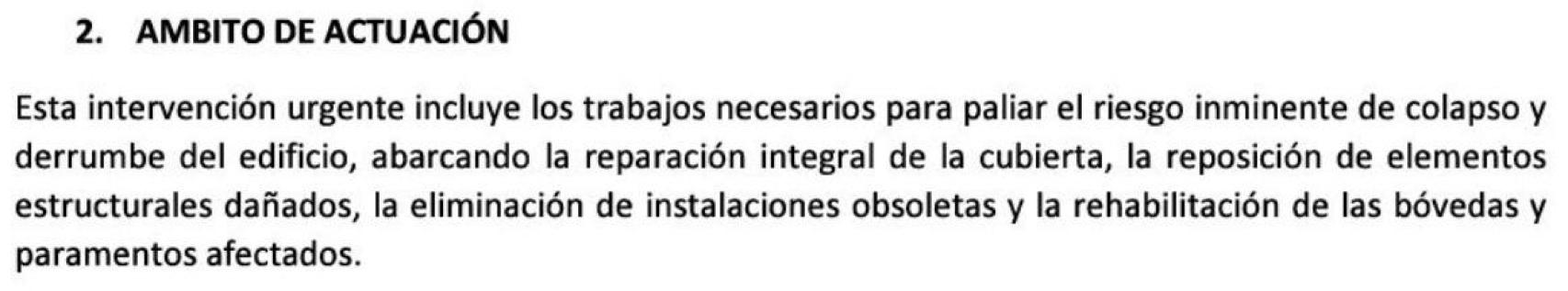 Extracto de la 'Memoria justificativa' de las obras en la cubierta de la Casa de la Monta.