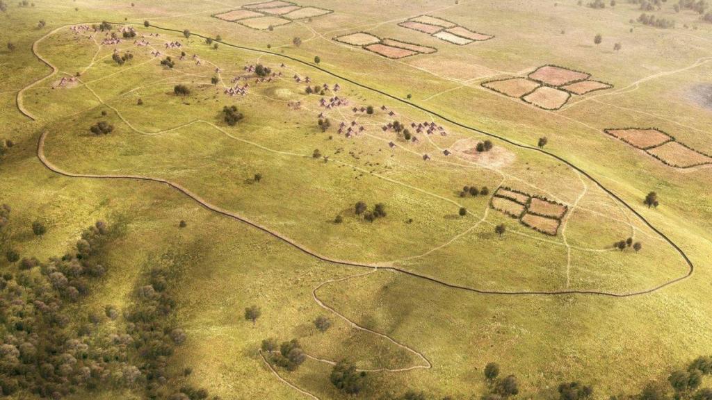 Ilustración idealizada del yacimiento neolítico de Kapellenberg.