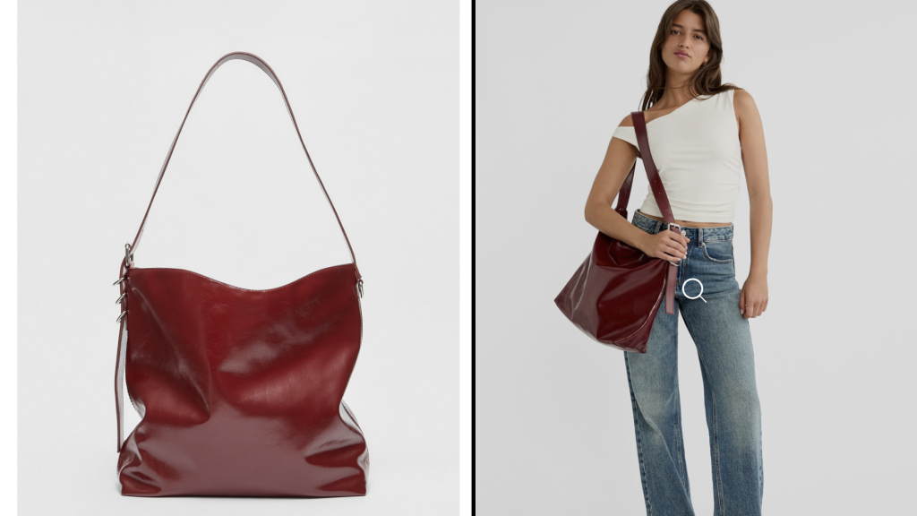 Bolso bucket efecto piel.