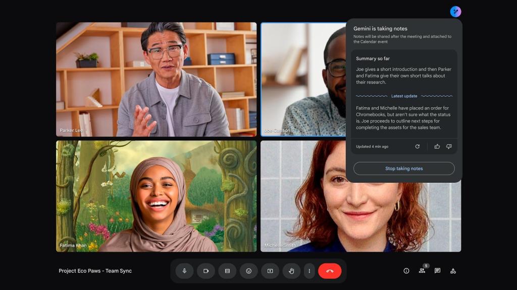 Las notas en Google Meet