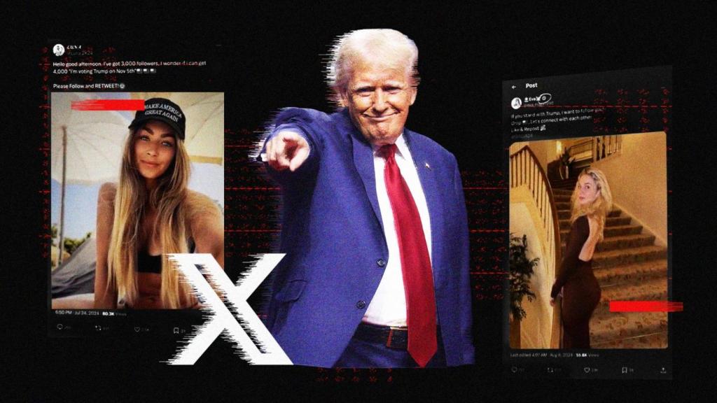 Montaje que muestra algunas de las imágenes difundidas falsamente como pertenecientes a seguidoras de Trump.