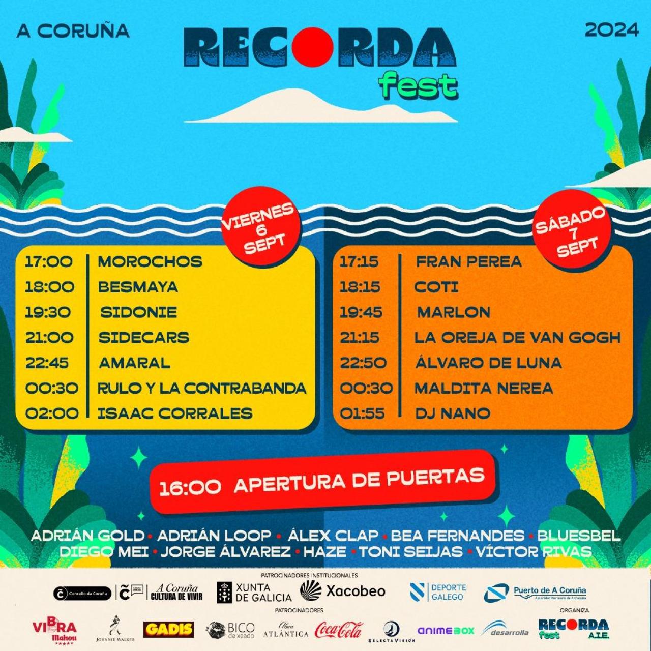 Horarios del Recorda Fest 2024 en A Coruña.