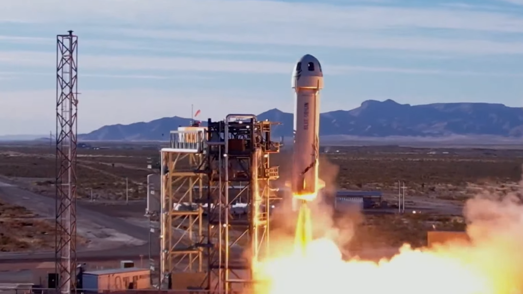 El cohete New Shepard despegando