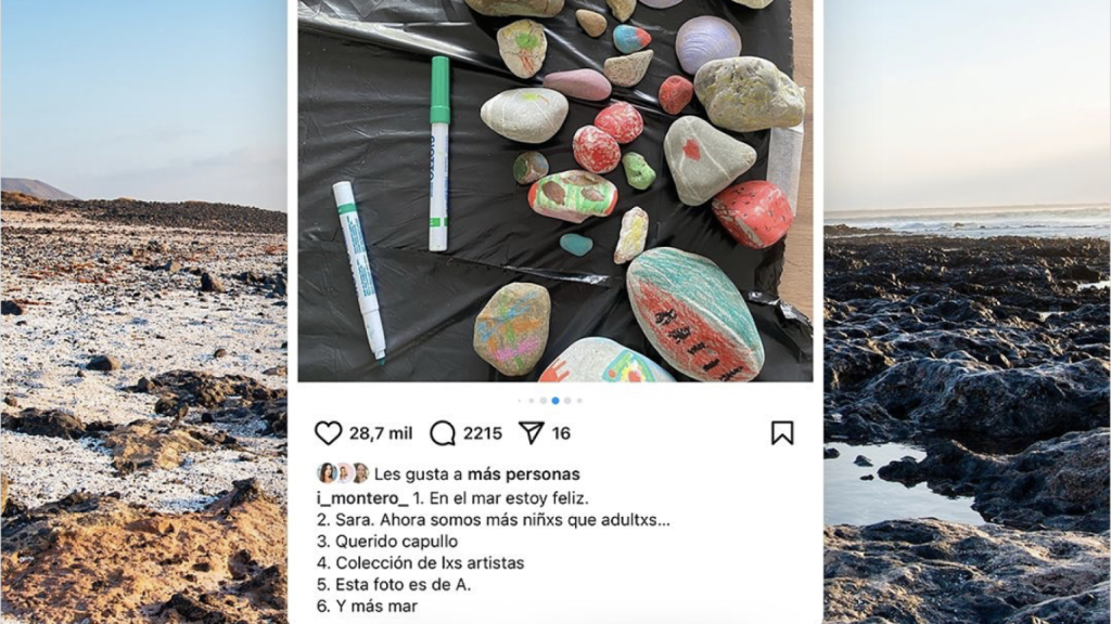 Piedras pintadas por Irene Montero en La Oliva (Fuerteventura)