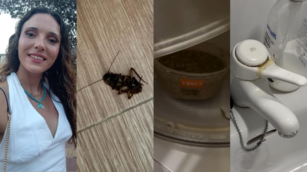 Melania Nicolás, junto a varias imágenes del piso que alquilaron en Booking.