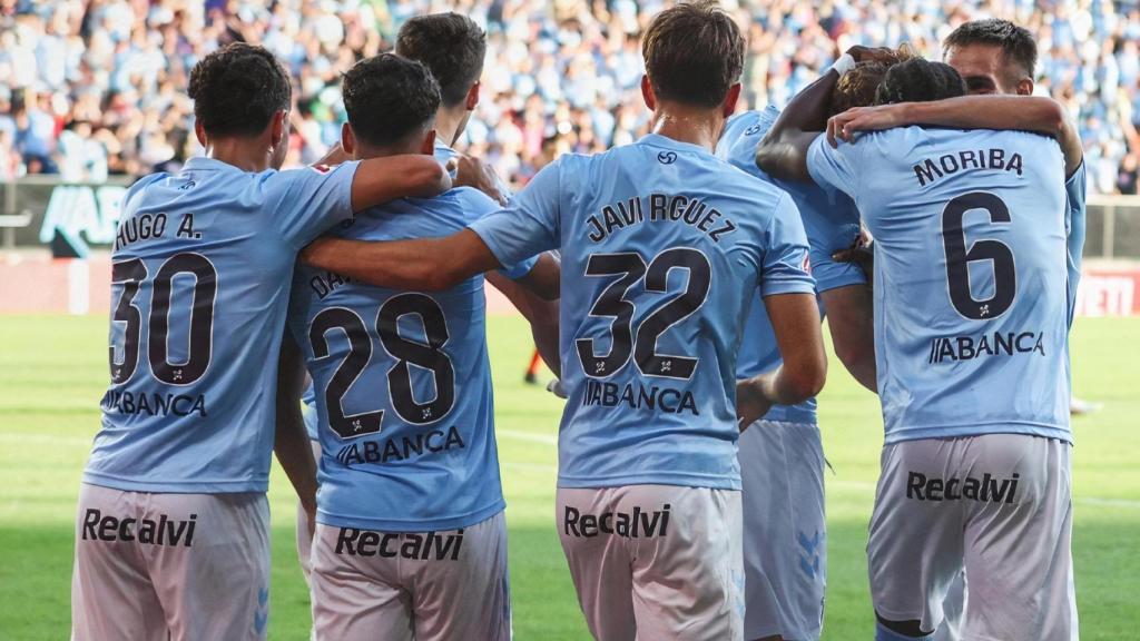Jugadores del Celta celebrando un gol.